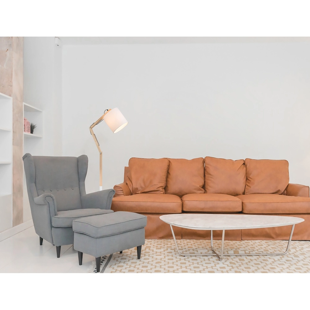 Floor lamp Mattis white with wood Globo 9007371348374
