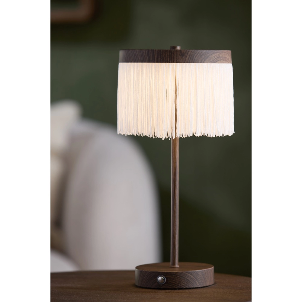 Rechargeable table lamp Diny walnut look with white Light & Living 8717807816377