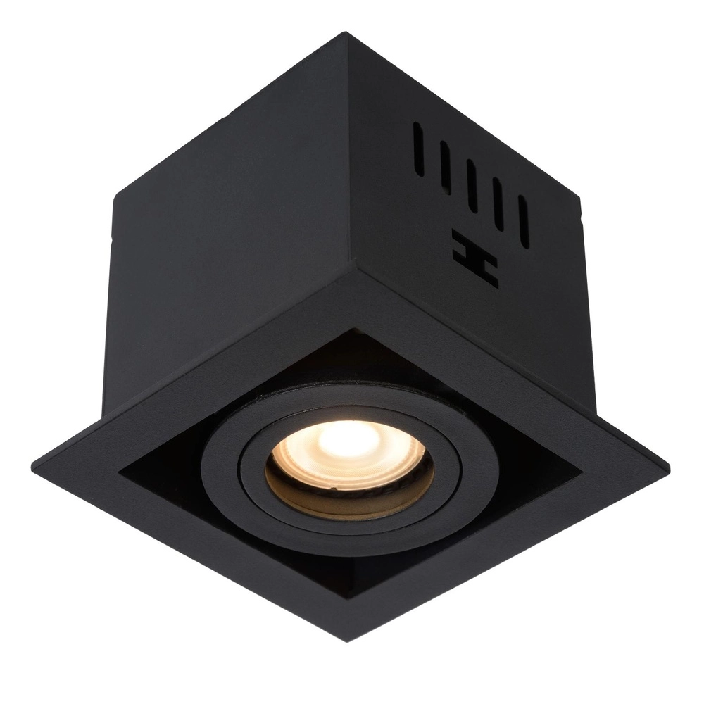 Square recessed spotlight Chimney Single Black Lucide 5411212092250