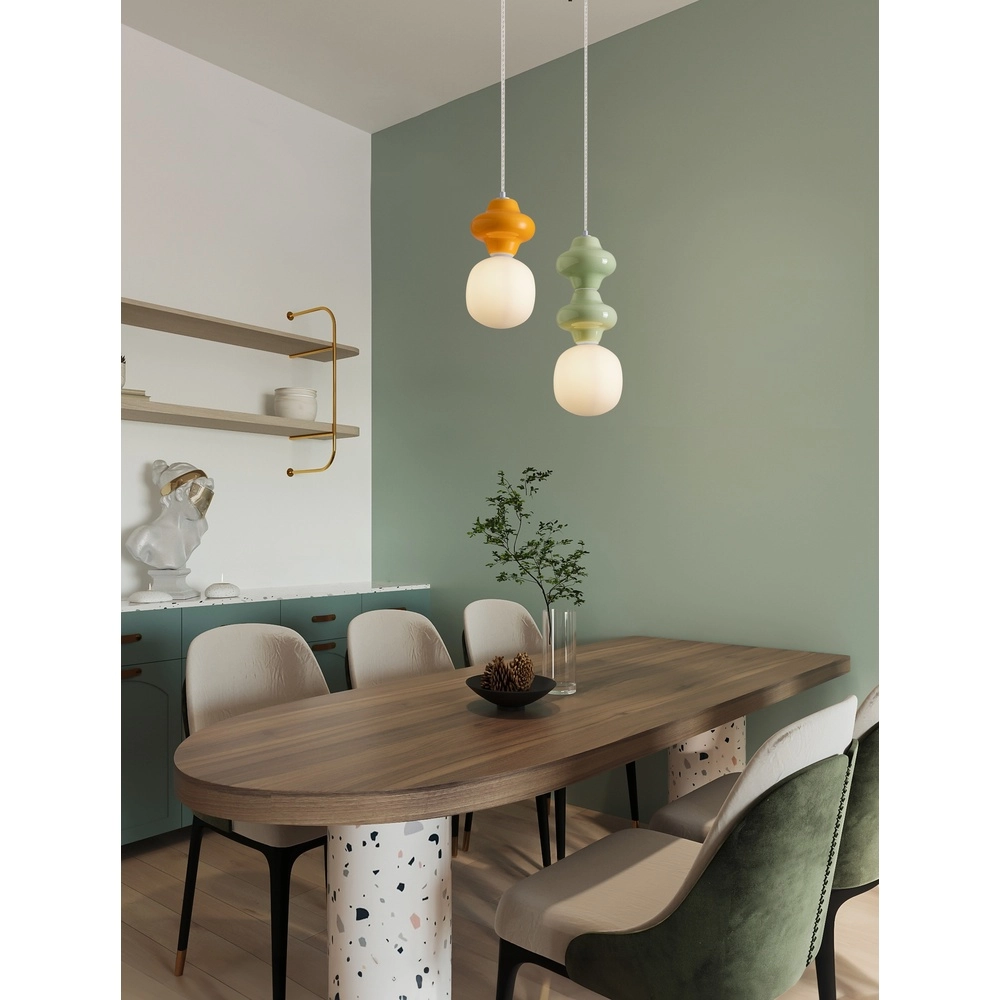 Pendant lamp Clio S orange ceramic Lyora 5212017461216