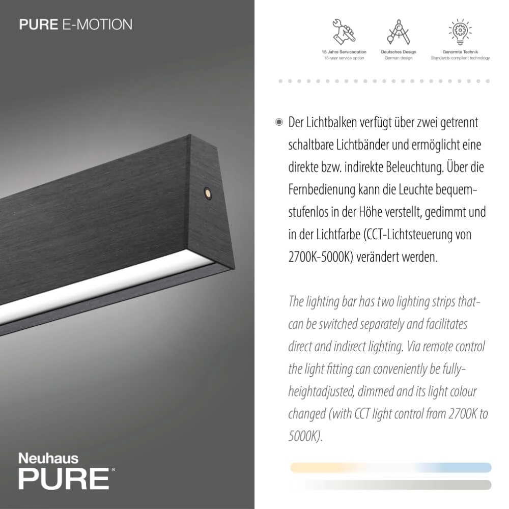 Design hanging lamp Pure E-Motion gray Paul Neuhaus 4012248372906