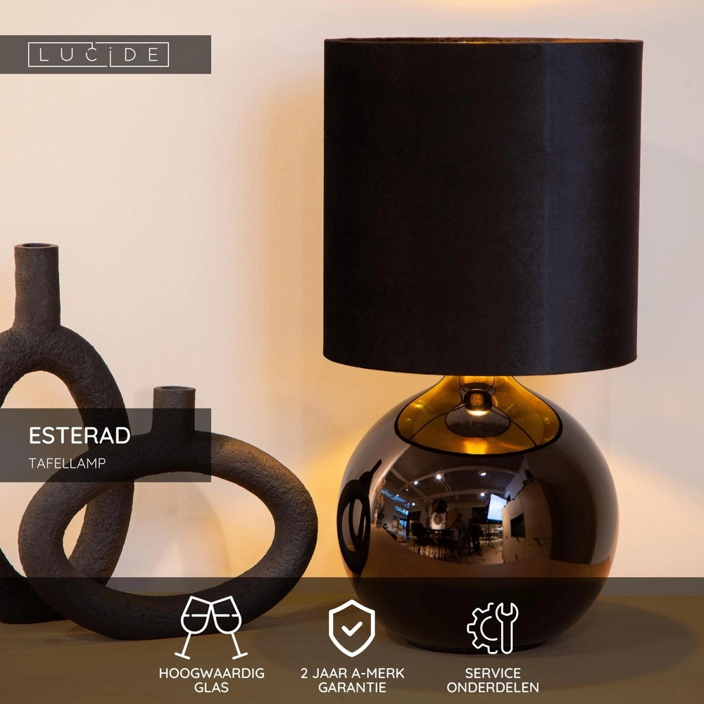 Black table lamp Esterad Ø 24cm Lucide 5411212105936