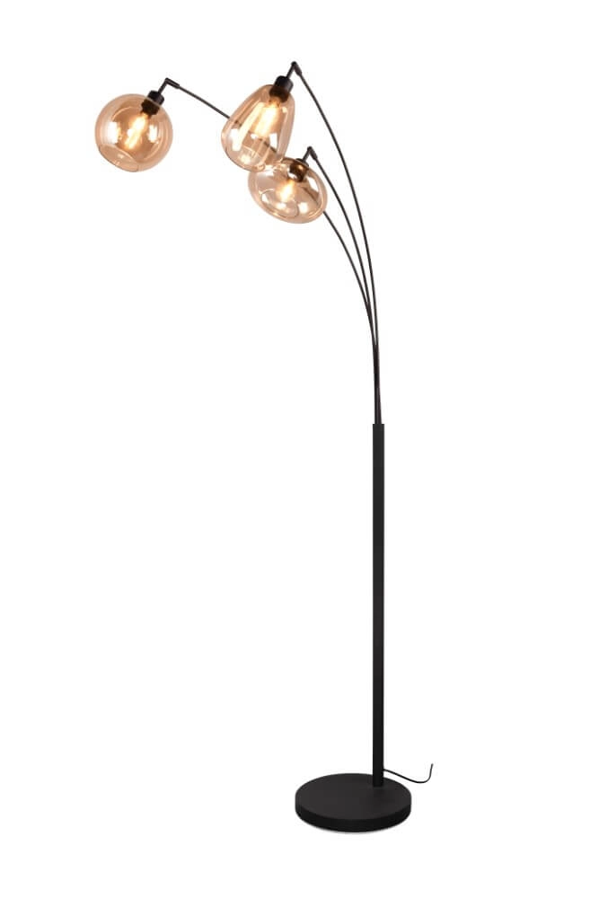 3-light floor lamp Lumina with amber glass