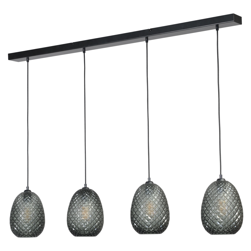 Black hanging lamp Pineapple 4-light with smoked glass Masterlight 8718121209388