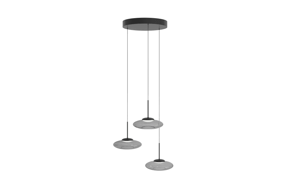 3-light pendant lamp Bounto black round clear glass