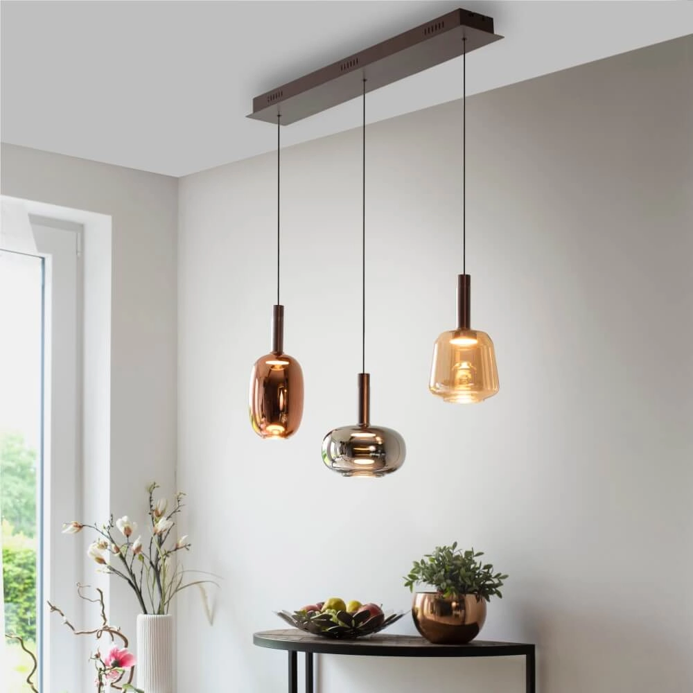 Cheerful hanging lamp Irides 3-light straight Paul Neuhaus 4012248383667