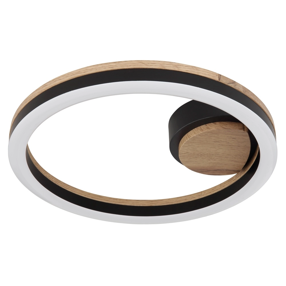 Ceiling lamp Beatrix Round black with wood Globo 9007371445417