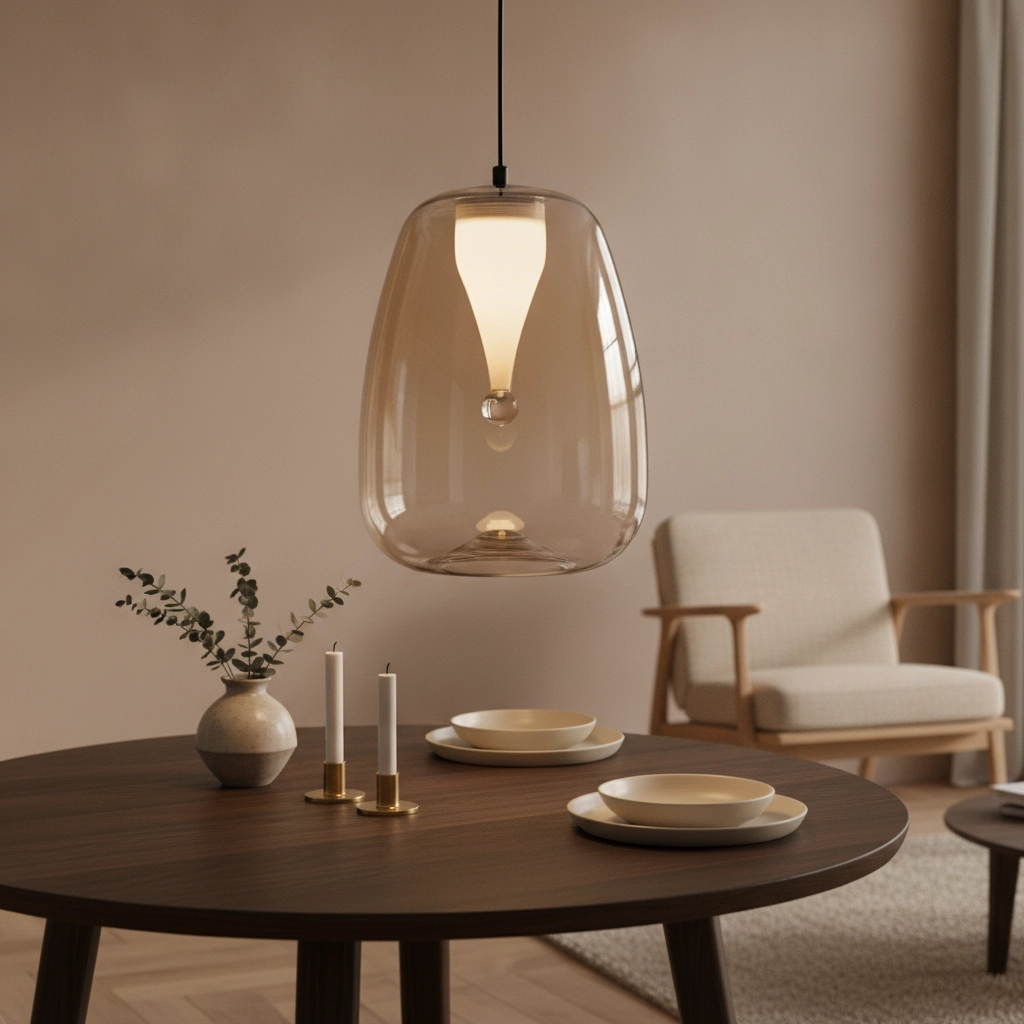 Design pendant lamp Oblo 1-light amber glass