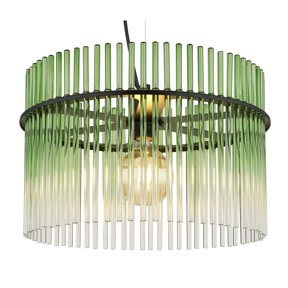 Black pendant lamp Gorley with green glass Ø 40cm Globo 9007371471973