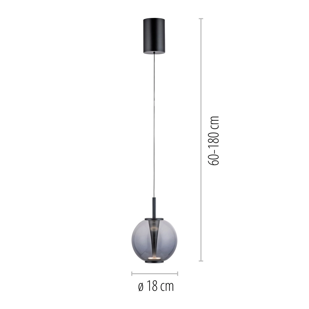 Led pendant light Pure Infinity with smoke glass - Ø 18cm Paul Neuhaus 4012248399033