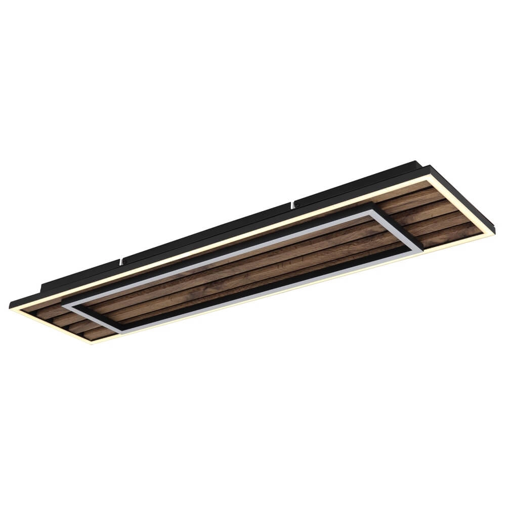Ceiling lamp Woody black with wood rectangle Globo 9007371513574