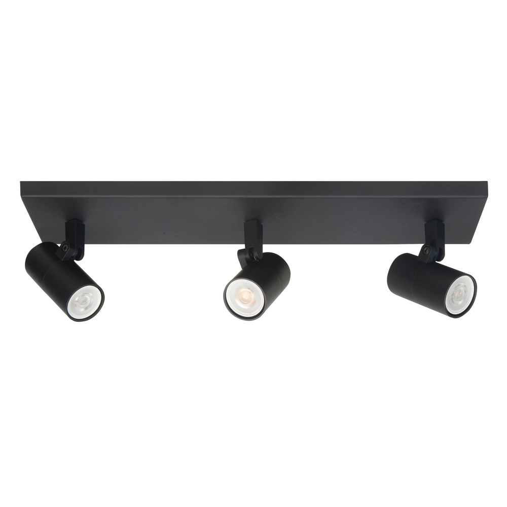 Black surface-mounted spotlight Piccolo 3-light straight