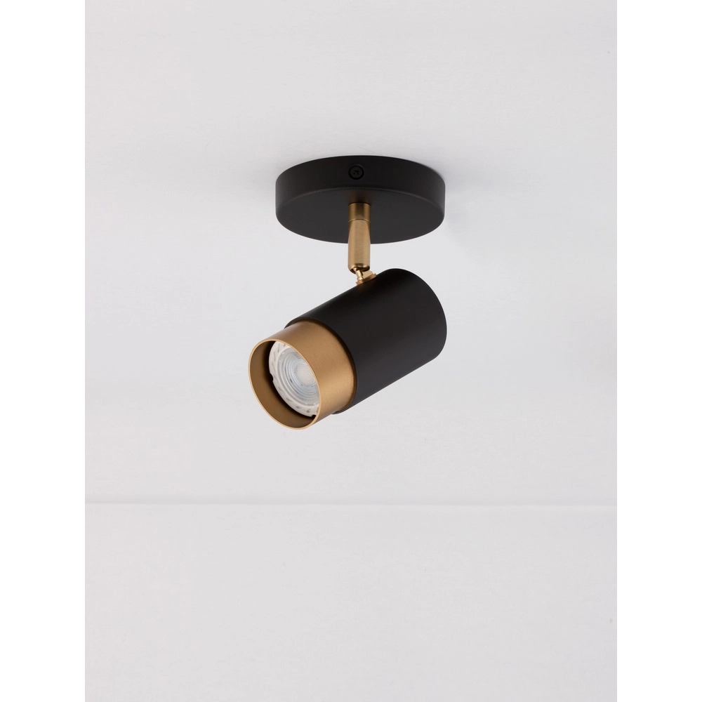Ceiling spotlight Pogno Single black with gold Lyora 5212017430830