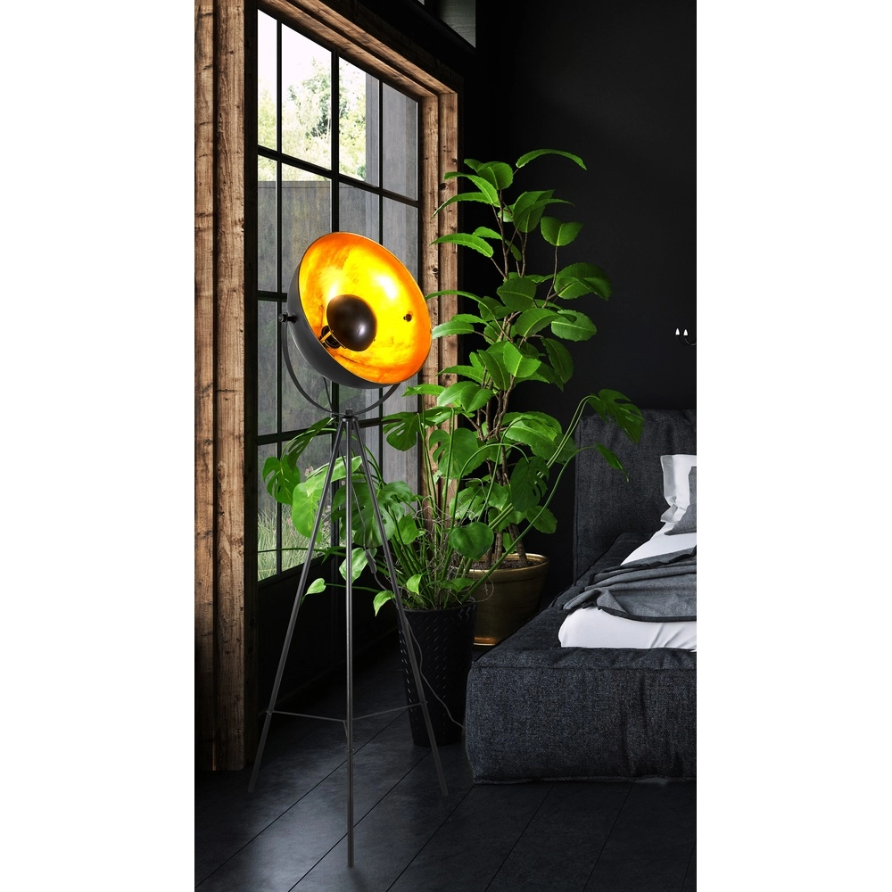 Tripod floor lamp Timo black with gold Globo 4048194068891