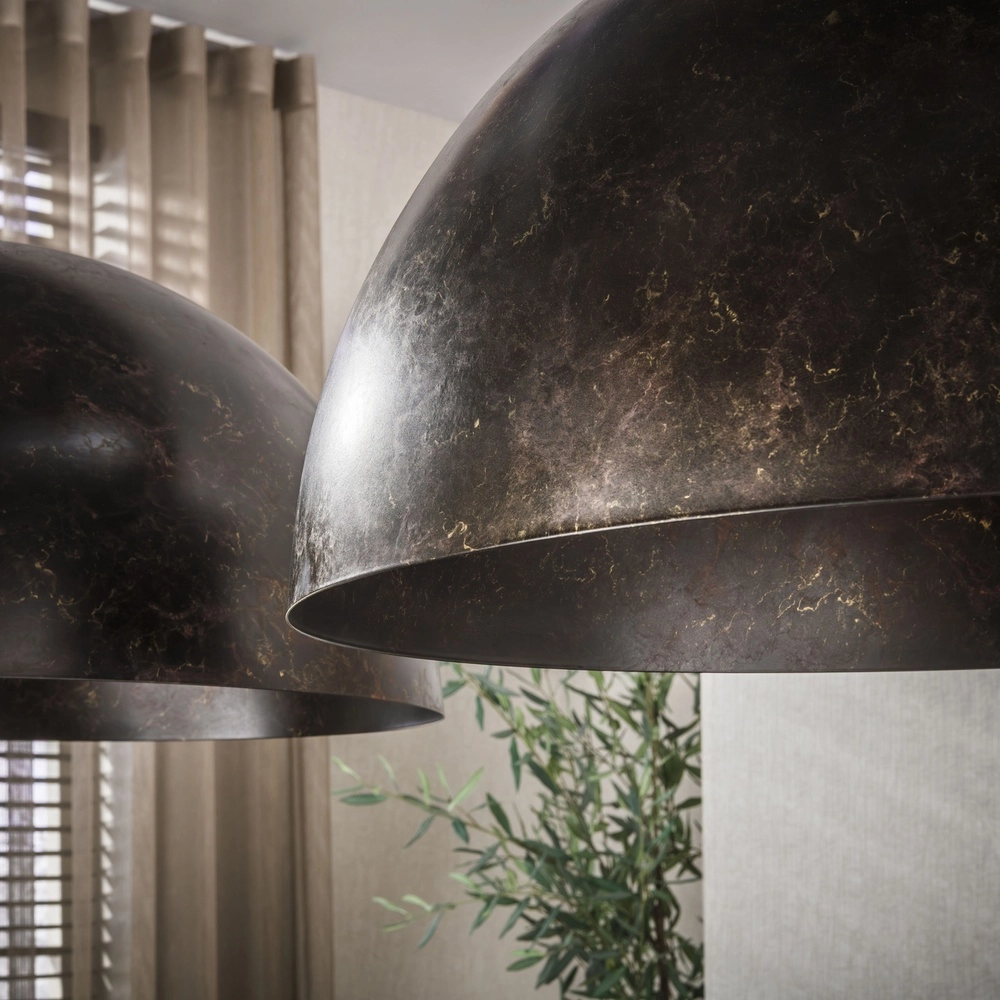 Industrial pendant lamp Dome 2x Ø 60cm - urban brown Lyora 8716803512573
