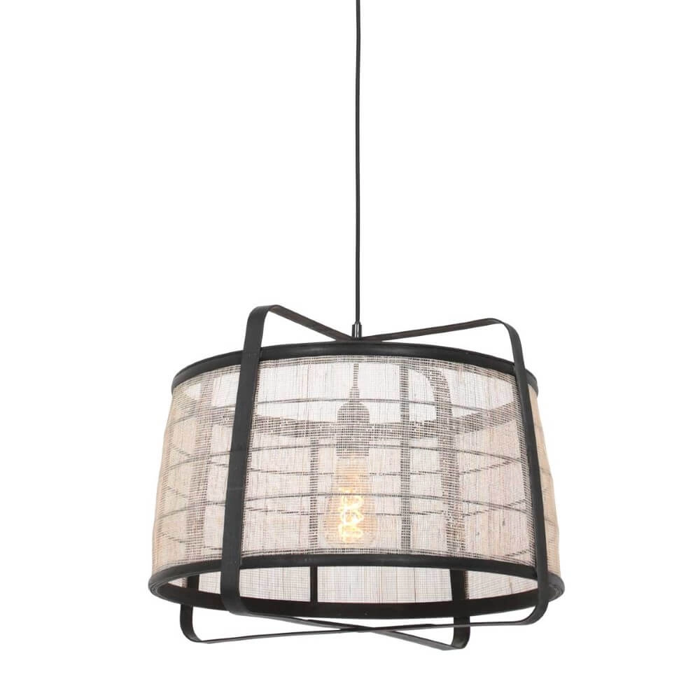 Black wooden pendant lamp Capors Ø 48cm