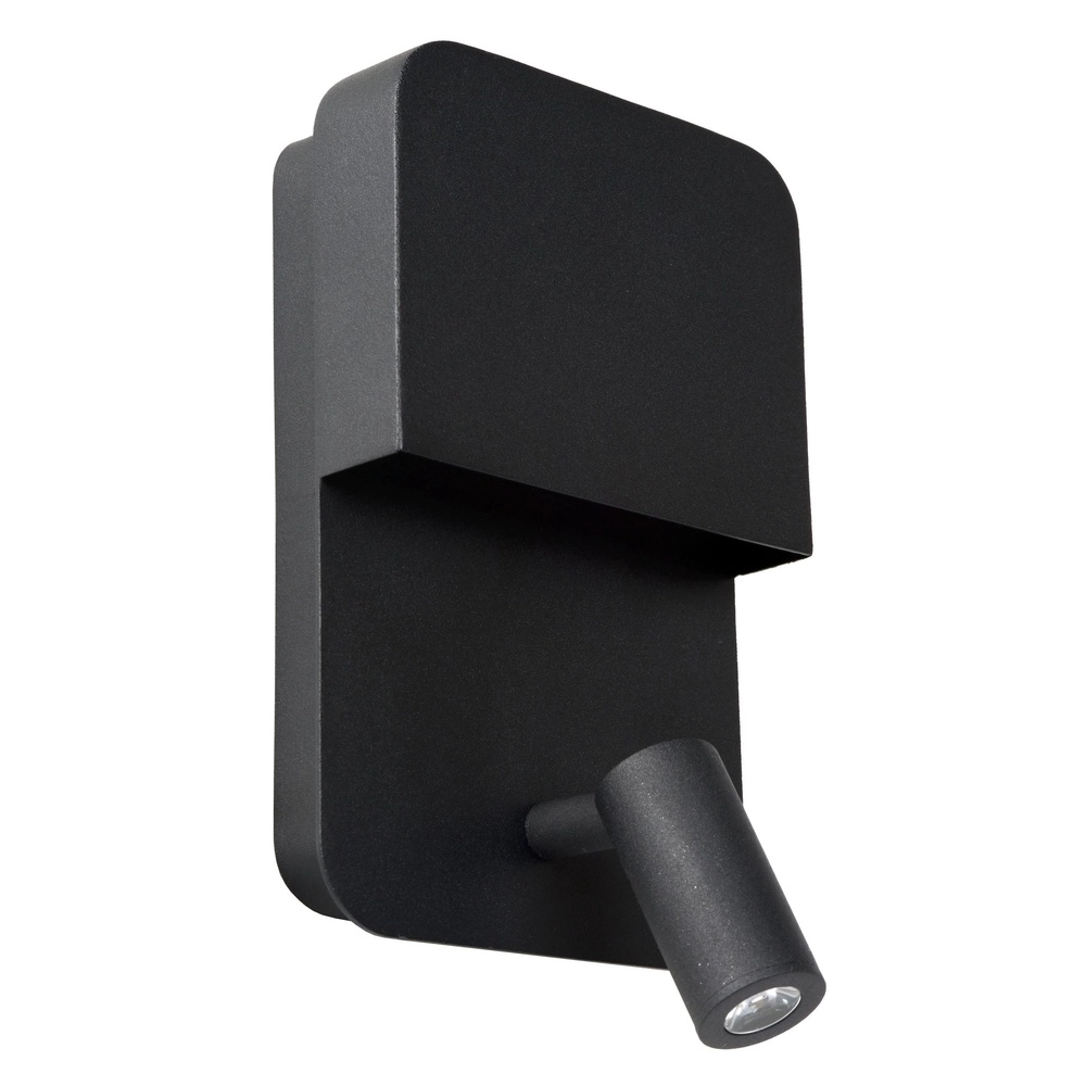 Bedside lamp Boxer black with USB charging point