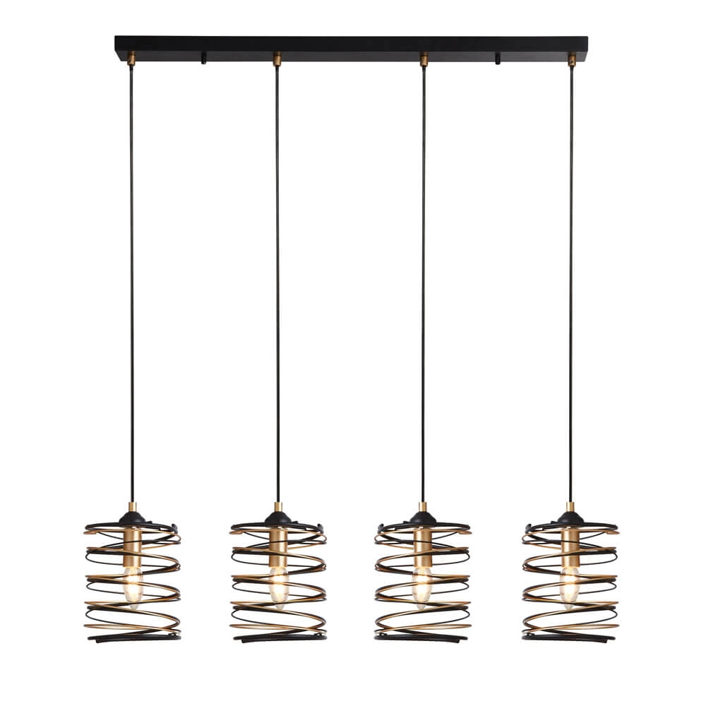 Pendant lamp Spring 4-light black with gold