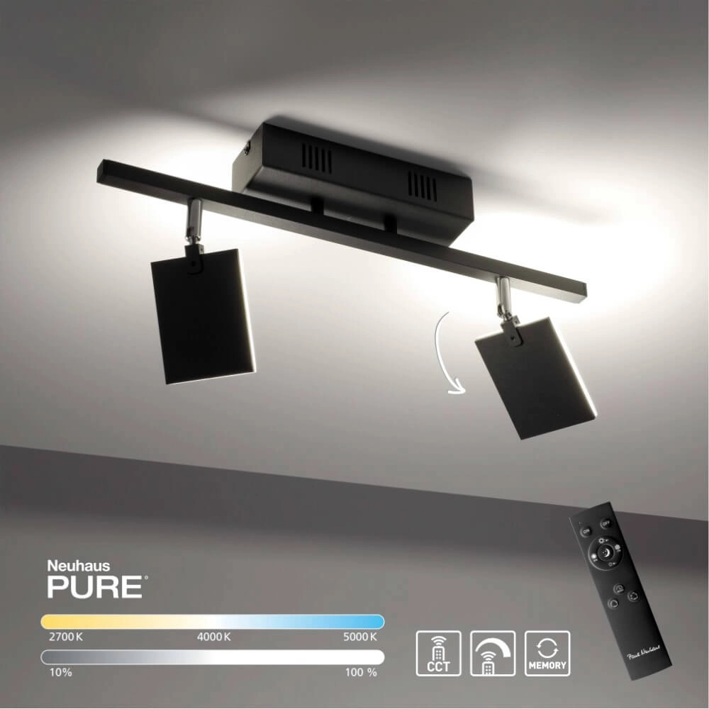 Ceiling lamp Pure Mira 2-light black Paul Neuhaus 4012248359433