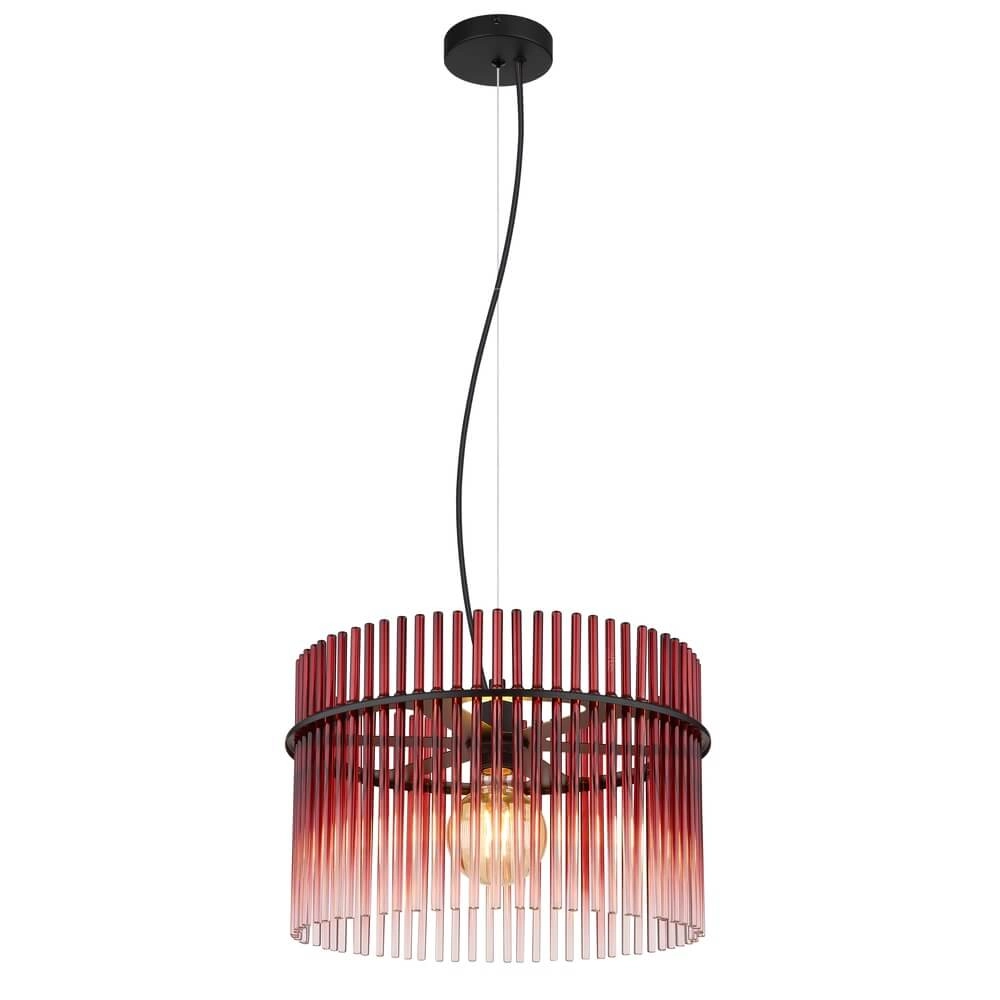Black pendant lamp Gorley with red glass Ø 40cm