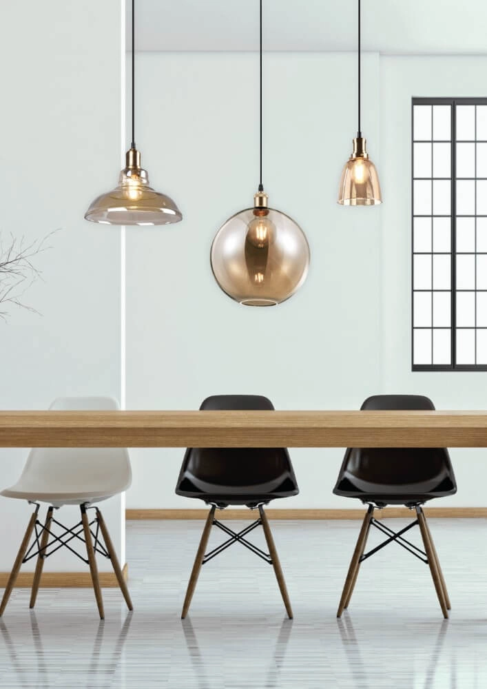 Glass pendant lamp Aldo Ø 28cm old copper Trio 4017807465969
