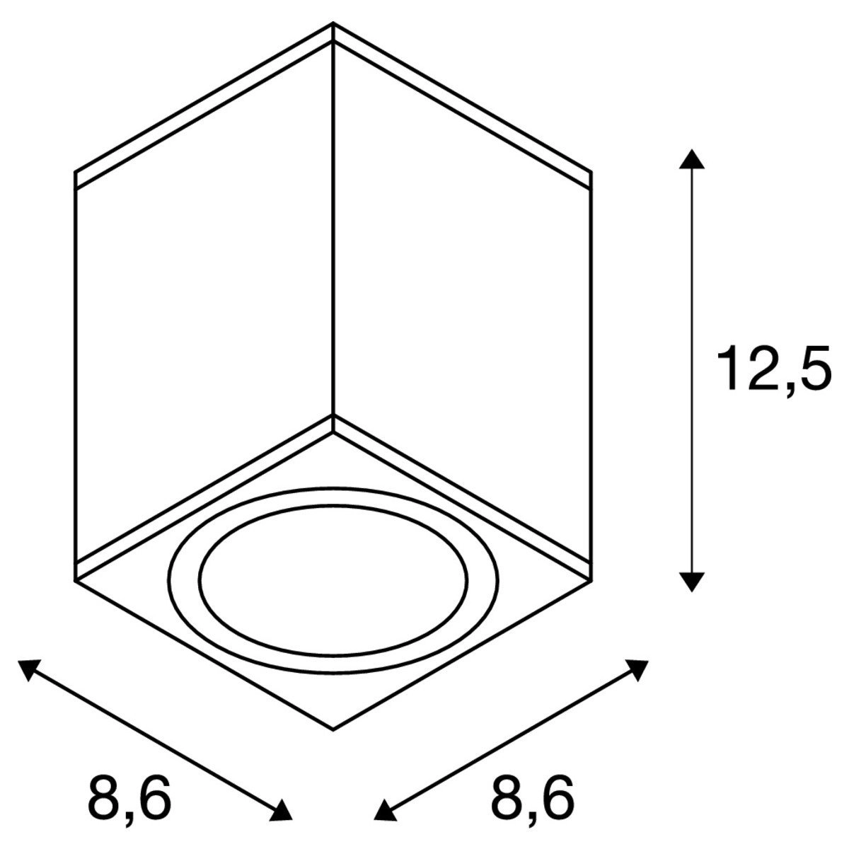 Ceiling surface mounted spot Enola Square S SLV 4024163235778