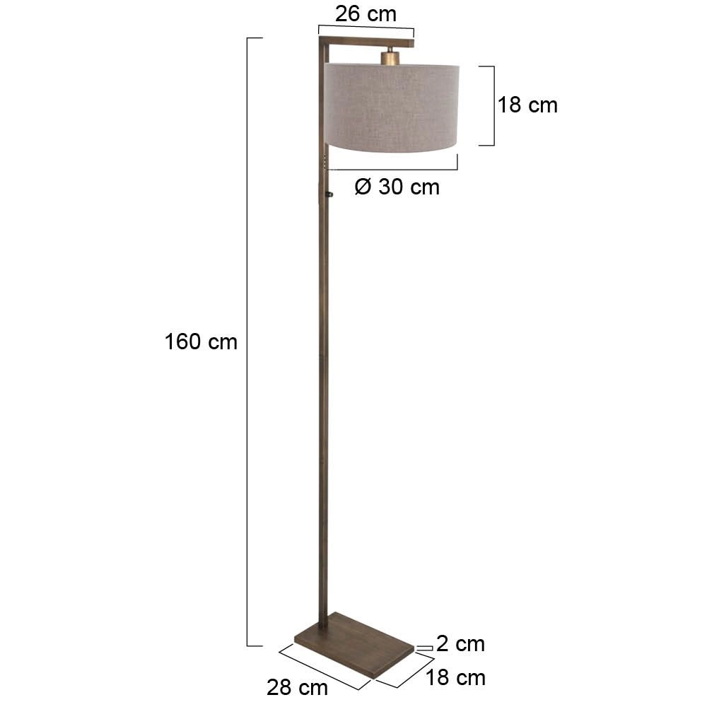 Floor lamp bronze Stang with grey hood Steinhauer 8712746189711