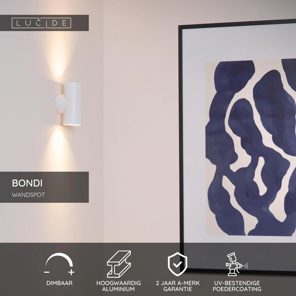Wall spotlight Bondi Up & Down White Lucide 5411212093691