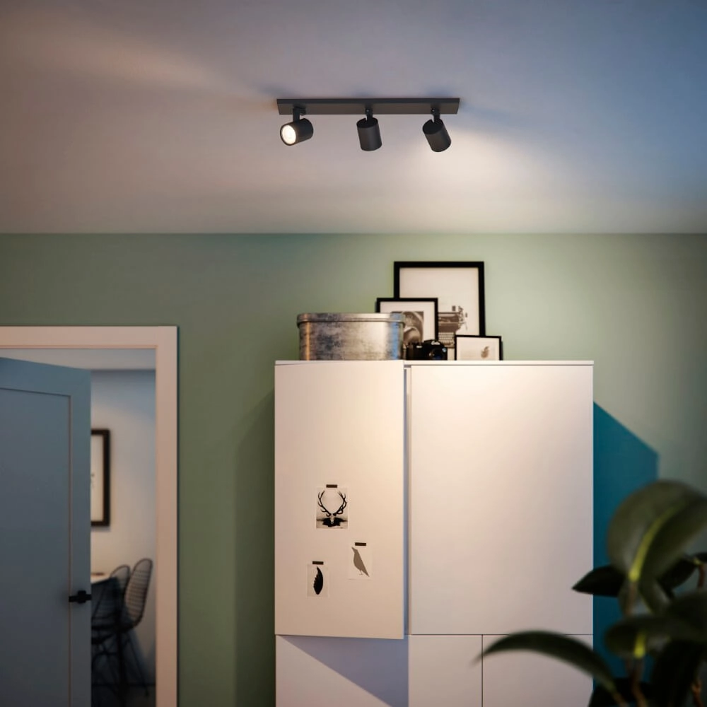 Black ceiling spotlight Runner 3-light Philips 8719514435339