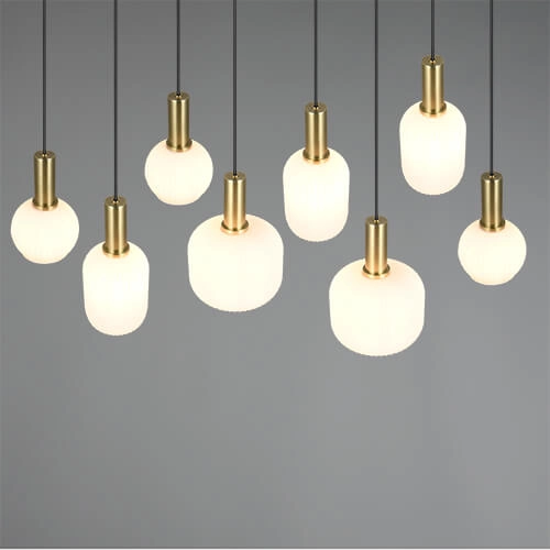 Dining room pendant lamp Diva 8-light - white glass Trio 4017807614527