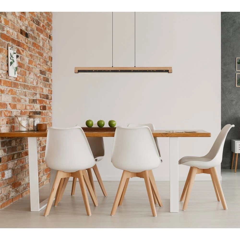 Design pendant lamp Starla black with wood 85cm Globo 9007371456291