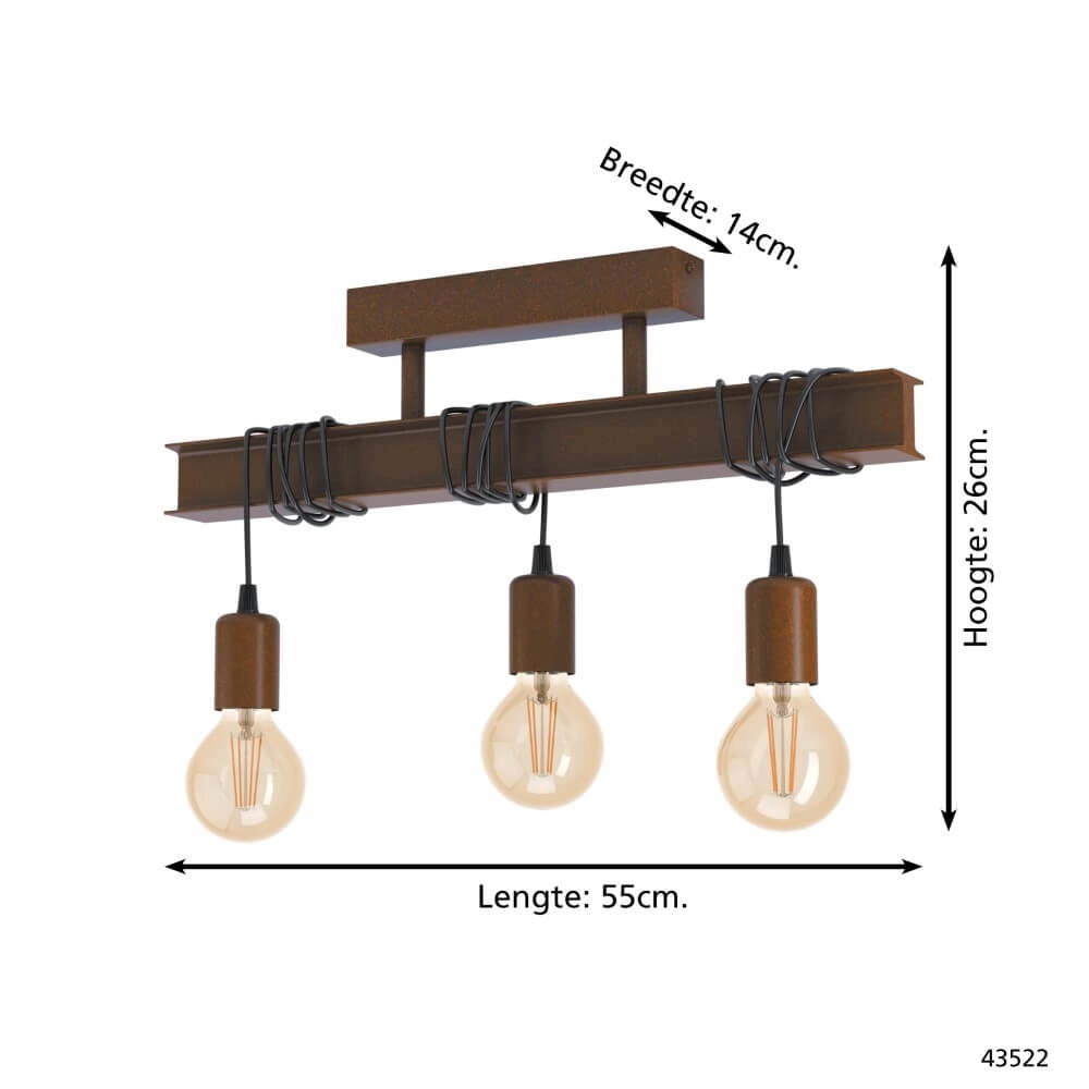 Rusty brown ceiling lamp Townshend 4 Eglo 9002759435226