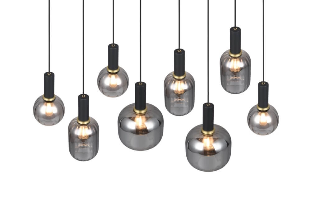 Dining room pendant lamp Diva 8-light - smoke glass Trio 4017807614589