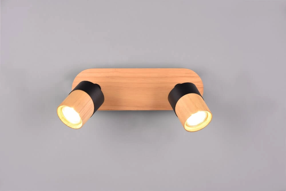 Ceiling lamp wood with black Aruni 2-light Trio 4017807562217