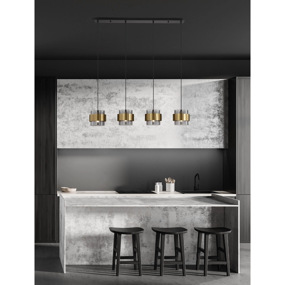 Pendant lamp Sianna 4-light straight black and gold Lyora 5212017445421