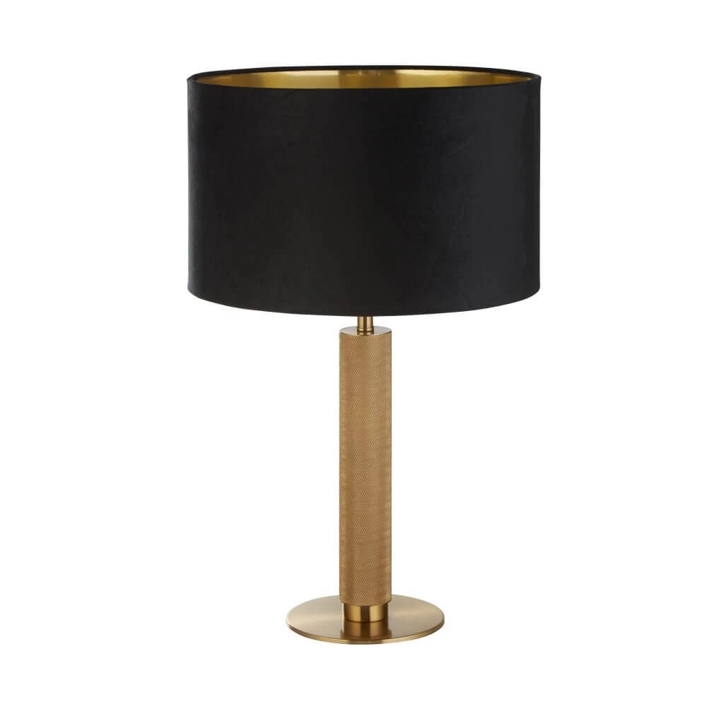 Golden table lamp London with black hood
