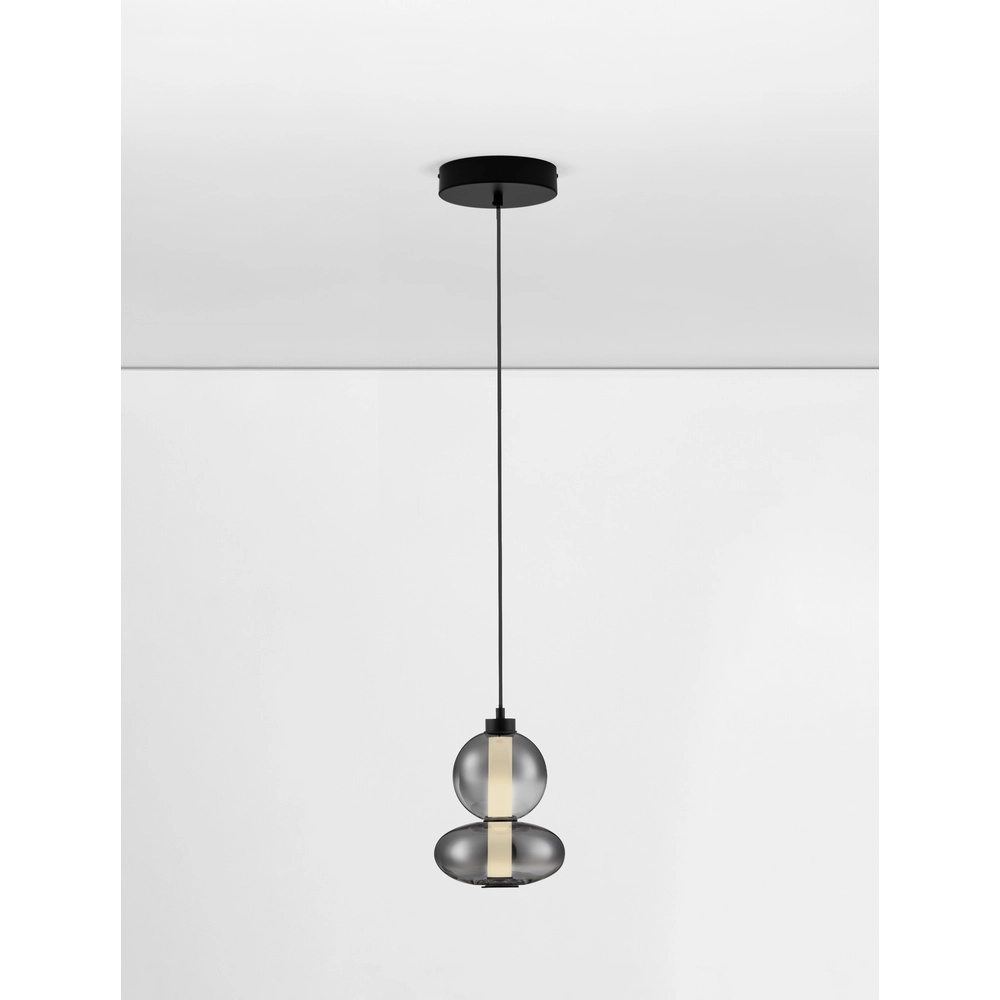 Pendant lamp Bally smoke glass 27.5cm Lyora 5212017449153