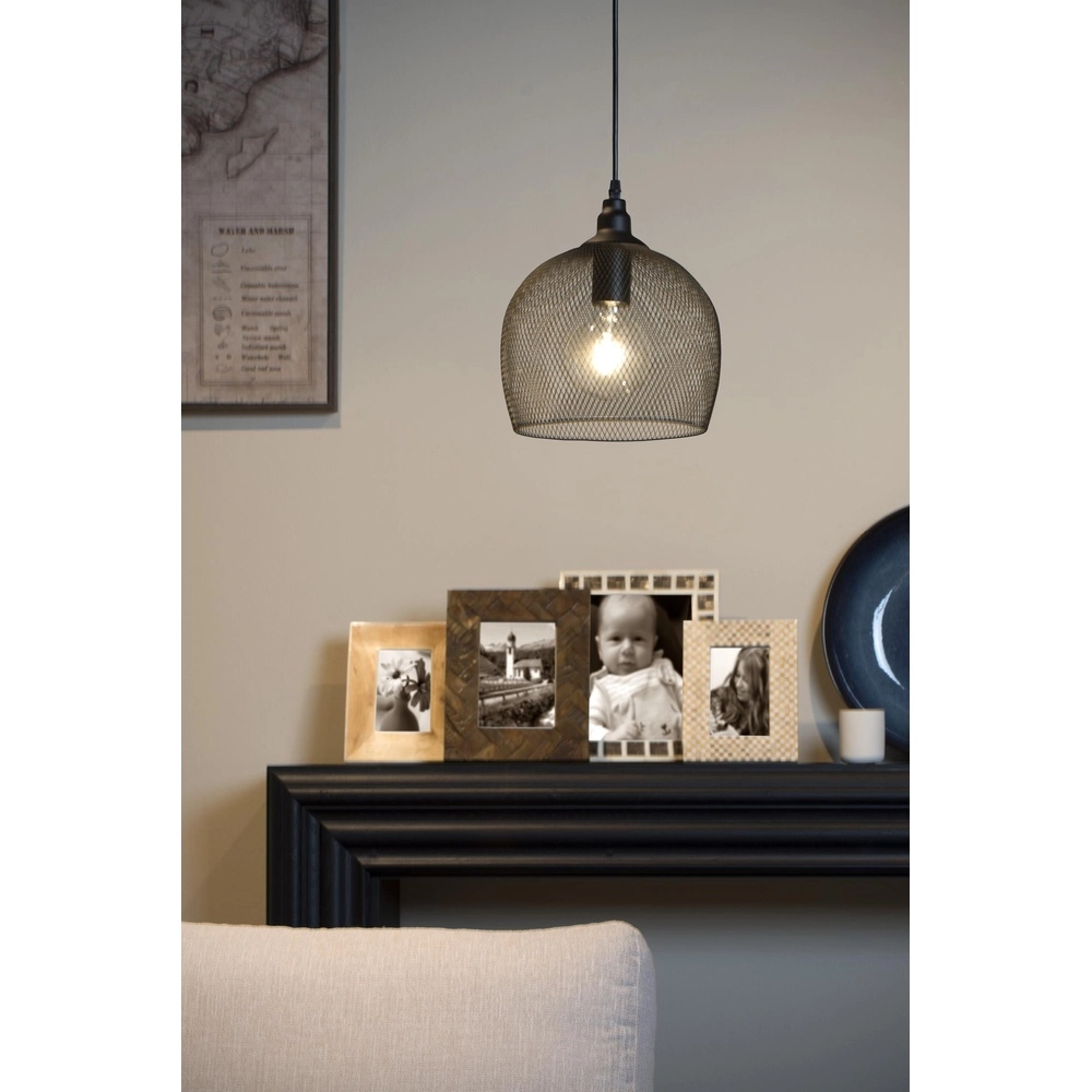 Mesh pendant lamp Mesh Ø 22cm black Lucide 5411212430380