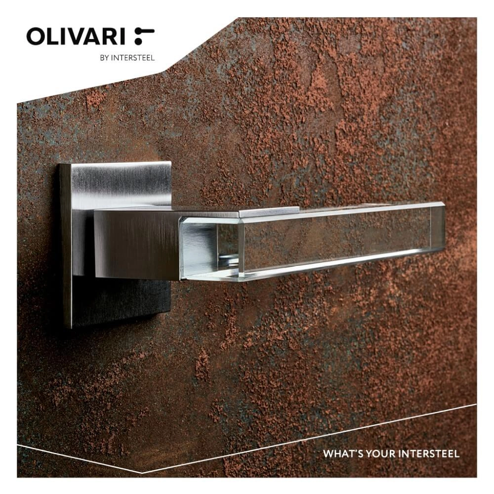 Design door handle Ice Cube matt chrome and transparent Olivari 8714186478387