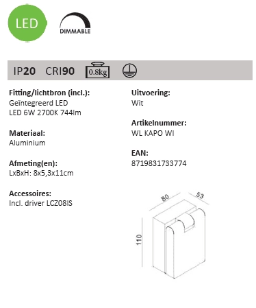 Dimmable bedside lamp Kapo Artdelight 8719831733774
