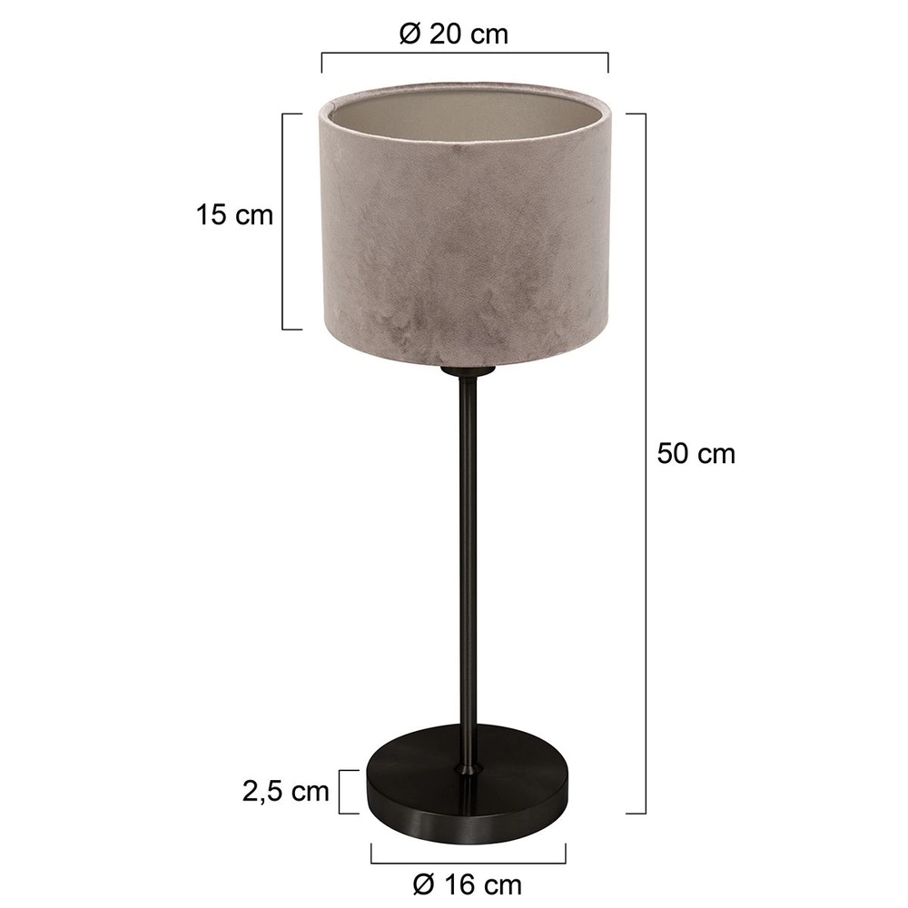 Black table lamp Noor with grey hood Steinhauer 8712746182170