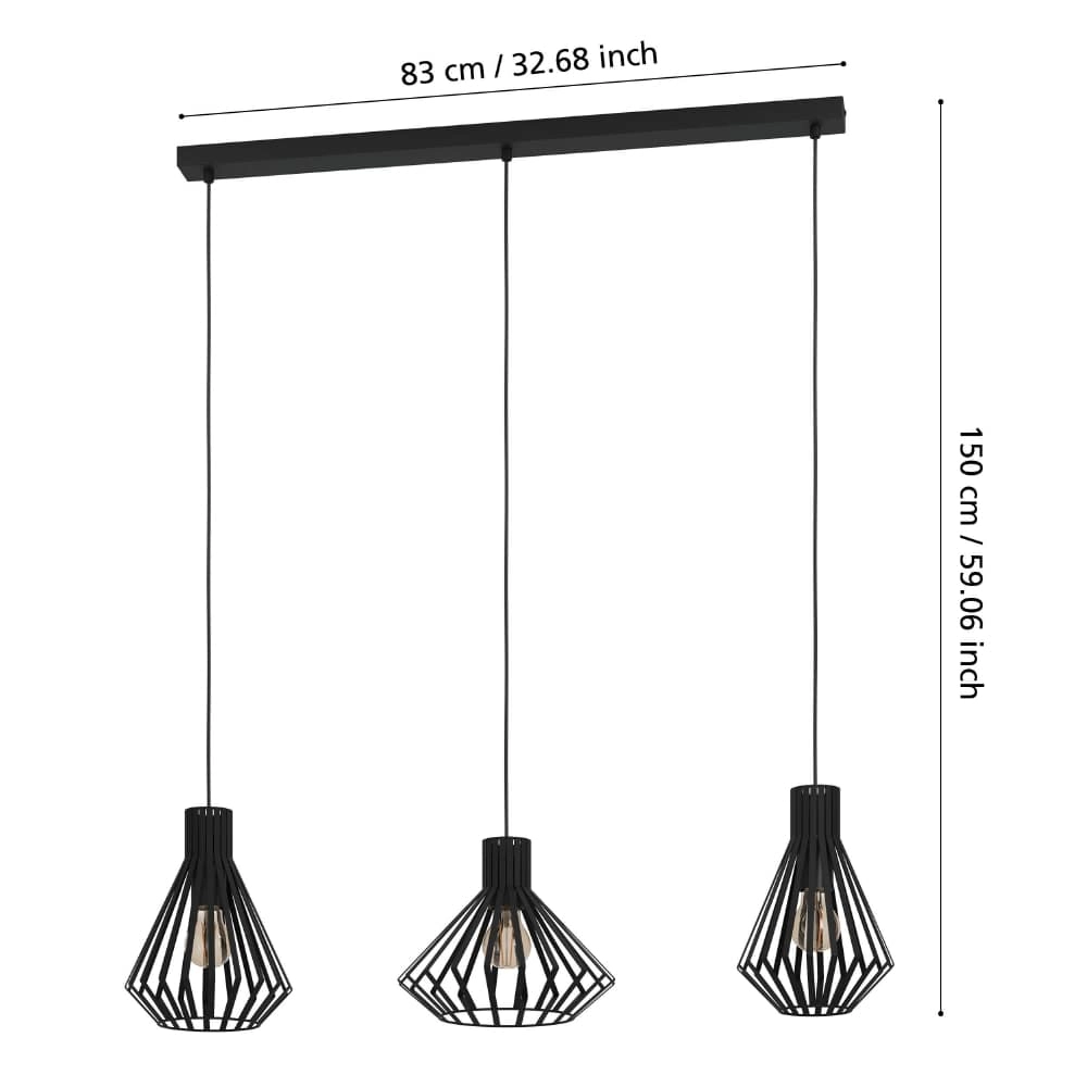 Wire hanging lamp Basidano 3x E27 Stars of Light 9008606239023