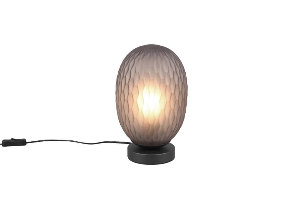 Table lamp Facette with ribbed smoke glass