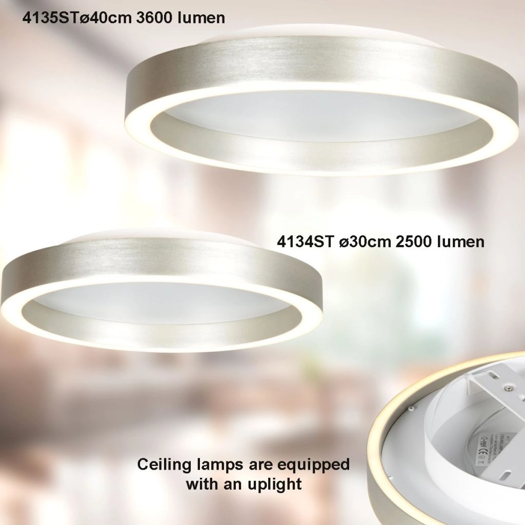 Design ceiling lamp Ringlux brushed metal Ø 30cm Steinhauer 8712746180916