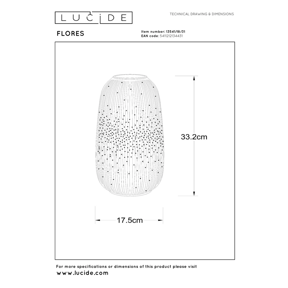 Table lamp Flores Ø 17.5cm white Lucide 5411212134431