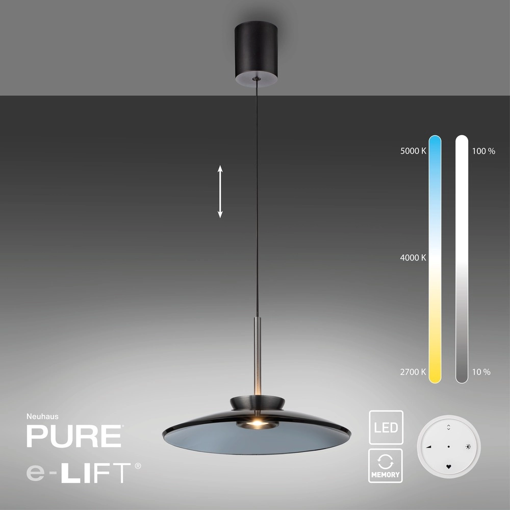 Pendant lamp Ø 50cm Pure E-Moon with smoke glass Paul Neuhaus 4012248386361