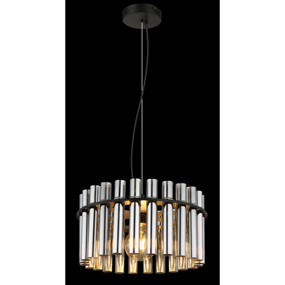 Pendant lamp Gorley II black with glass rods Globo 9007371586110