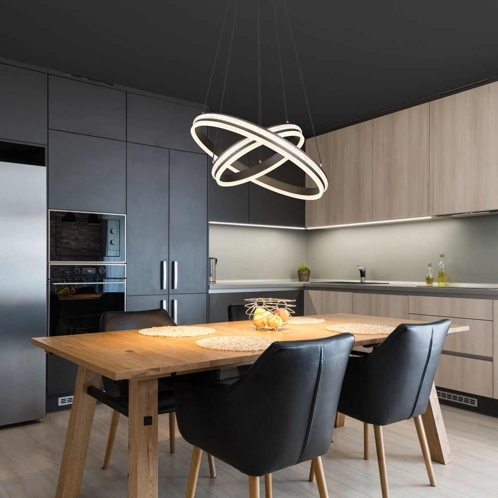 Design pendant lamp Grouni 2 rings titanium brushed Globo 9007371454990