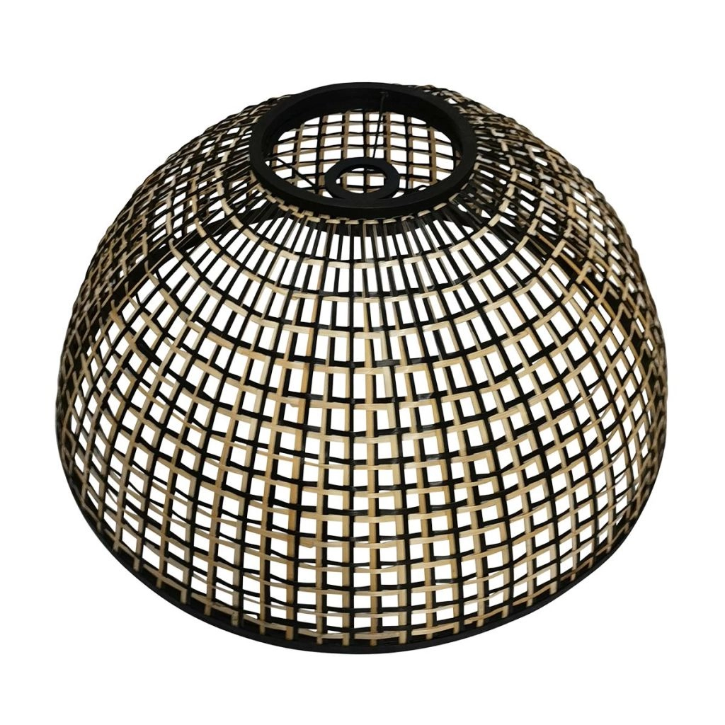 Black arc lamp Nox Light with bamboo shade Ø60cm Steinhauer 8712746183559
