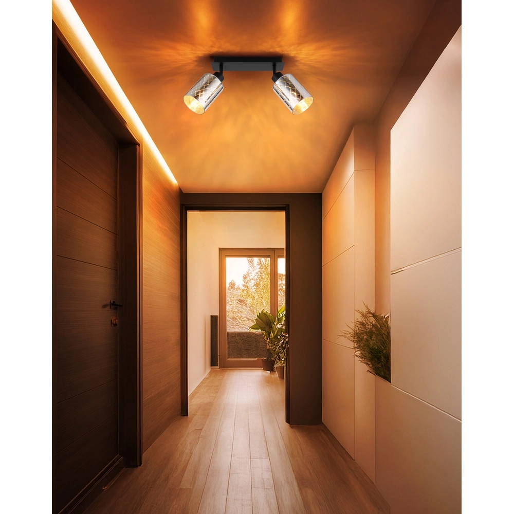 Design ceiling lamp Alonso 2-light black Globo 9007371566259